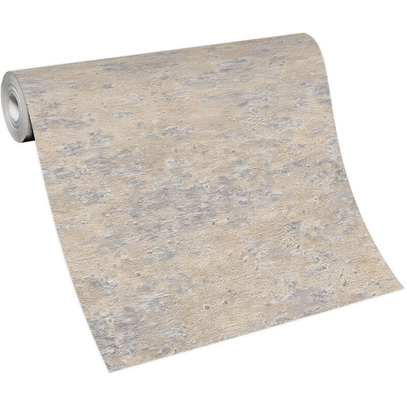 Bricoflor Papier Peint imitation pierre et brique taupe Tapisserie intissée pour bureau, salon & plus Papier Peint texturé effet brique et pierre