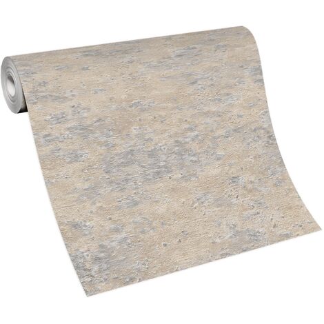 BRICOFLOR Papier Peint imitation pierre et brique taupe  Tapisserie intissée pour bureau, salon & plus  Papier Peint texturé effet brique et pierre