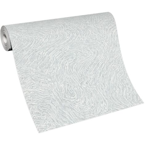 BRICOFLOR Papier Peint imitation platre gris et blanc Papier Peint intissé structuré blanc et gris Tapisserie pour cuisine, salon & plus