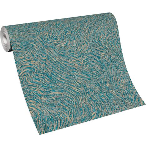 BRICOFLOR Papier Peint moderne bleu pétrole  Tapisserie trompe l'oeil bleu  Papier Peint intissé et structuré pour chambre, salon & plus