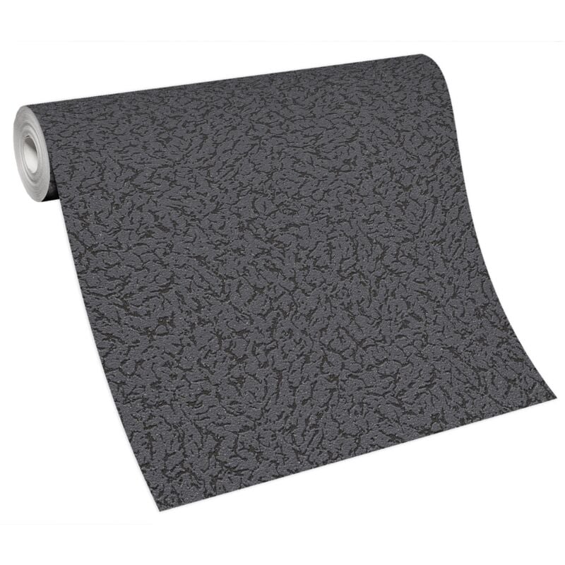 Papier Peint moderne noir Tapisserie unie noire effet texturé Papier Peint intissé noir pour chambre, bureau & plus - Bricoflor