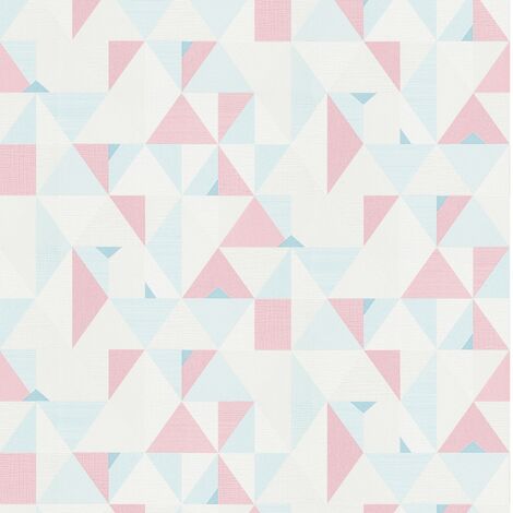 BRICOFLOR Papier Peint moderne rose, bleu et blanc  Tapisserie intisssée pour chambre, salon & plus  Papier Peint graphique et géométrique