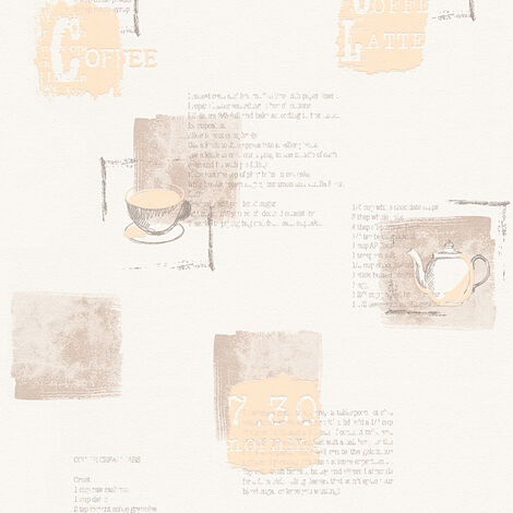 BRICOFLOR Papier peint motif Tapisserie motif Papier peint cuisine Papier peint intissé Beige / crème Marron - 10,05 x 0,53 m
