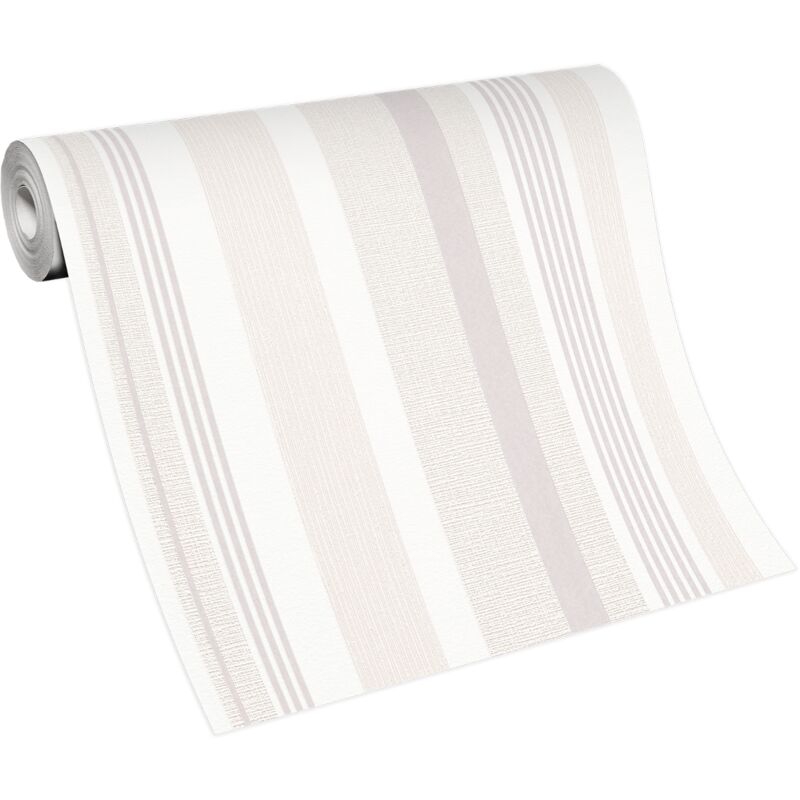 Bricoflor Papier Peint à rayures beige et blanc Papier Peint intissé pour chambre, salon & plus Tapisserie rayures beige cuisine