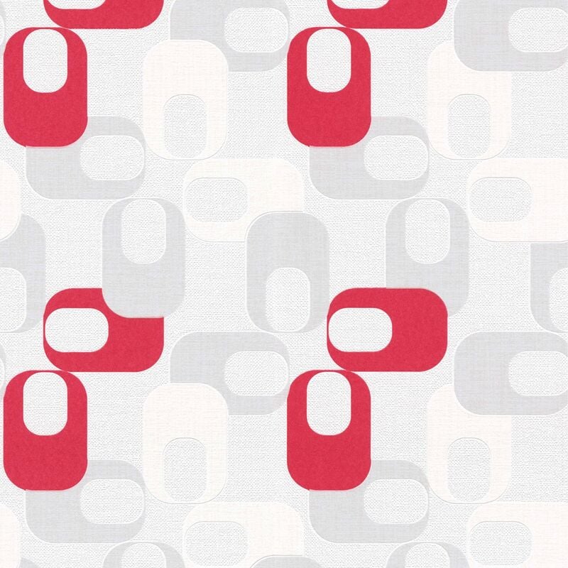 Erismann - bricoflor Papier Peint rétro rouge, gris et blanc Papier Peint rétro chic pour salon, cuisine & plus Tapisserie intissée rouge pour chambre