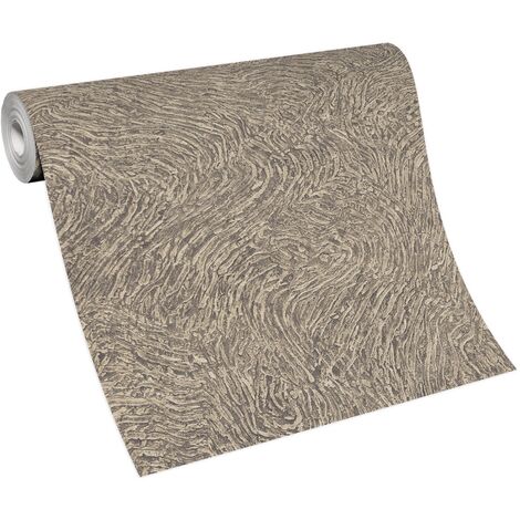 BRICOFLOR Papier Peint trompe l'oeil taupe Papier Peint intissé pour salon, cuisine & plus Tapisserie structurée moderne taupe