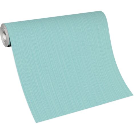BRICOFLOR Papier Peint uni turquoise  Tapisserie pour cuisine, bureau & plus  Papier Peint intissé bleu monochrome pour salon