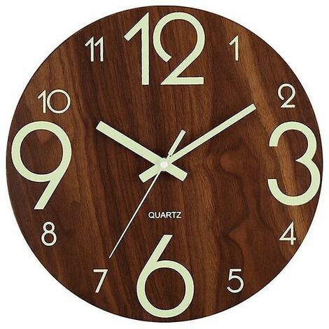 Bricolage 3d horloge silencieuse lueur sombre horloge suspendue lumineuse numéro lumineux en bois horloges murales horloge murale moderne
