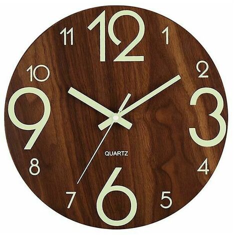 Bricolage 3d horloge silencieuse lueur sombre horloge suspendue lumineuse numéro lumineux en bois horloges murales horloge murale moderne