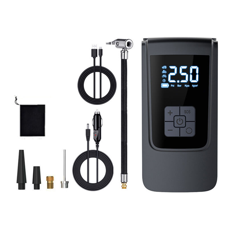 Pompe à air portable pour voiture, compresseur d'air filaire 150 psi, gonfleur de pneus électrique portatif avec éclairage LED, batterie externe et