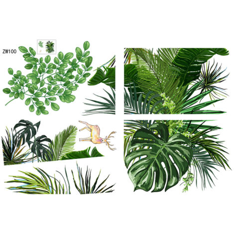 bricolageSticker mural feuille de palmier tropicale, imperméable et amovible (vert)