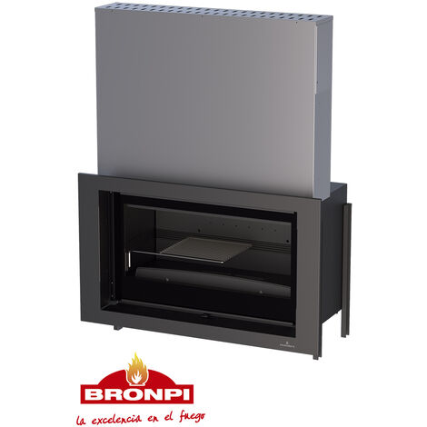 BRICOSOL ESTUFA DE LEÑA INSERTABLE BRONPI CON TURBINAS MODELO PARIS-90 CRISTAL VISION Y APERTURA GUILLOTINA