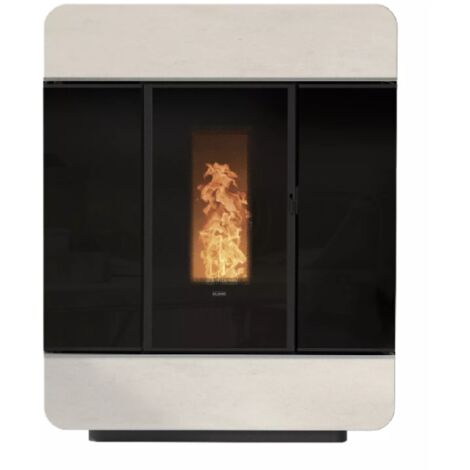 BRICOSOL ESTUFA DE PELLET KLOVER MODELO DIVA SLIM HIDRO PIEDRA CREMA