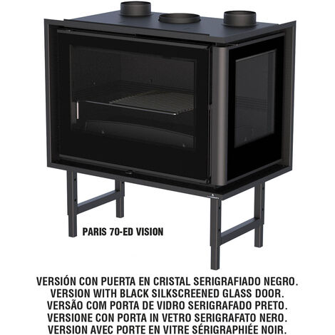 BRICOSOL INSERTABLE DE LEÑA BRONPI CON TURBINAS MODELO PARIS-70- CRISTAL DERECHO VISION