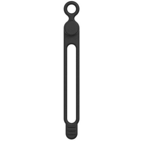 Brida de silicona negra de 106 mm, 1 brida elástica flexible y reutilizable para la gestión y sujeción de cables.