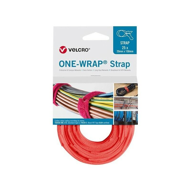 

Brida para cables velcro desmontable One Wrap Strap 20 x 200mm naranja 25 unidades