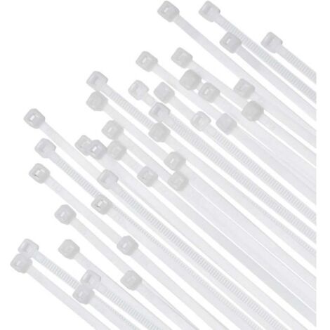 Bridas de nailon blancas autoblocantes, bridas para cables de acero, bridas para cables, bridas de nailon blancas de 30 cm (100 unidades)