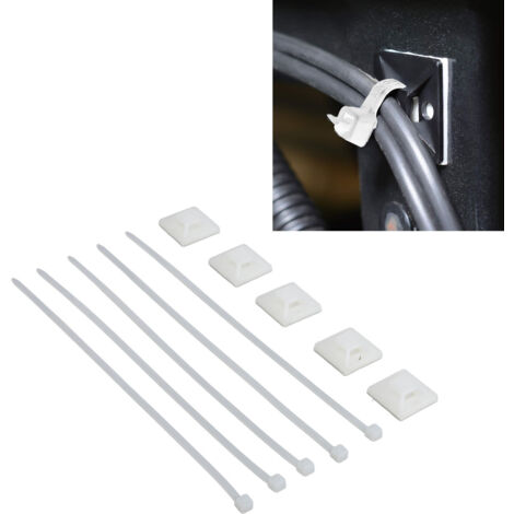 Bridas de nailon de alta resistencia con soportes – paquete de 200, resistentes al calor, blancas, 20 x 20 mm, autoblocantes, para jardín y para agrupar cables.