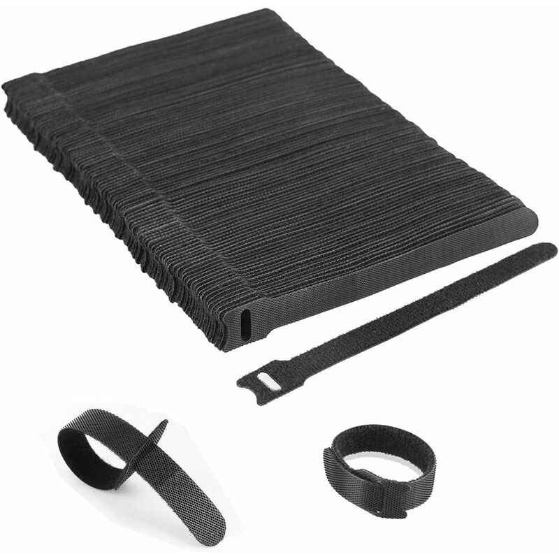 

Bridas negras, ajustables, reutilizables, bridas autoadhesivas (100 piezas 150 x 12 mm) - Litzee