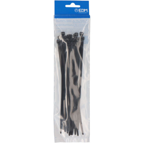 Bridas Negras 4.6X200MM Nylon Alta Calidad Bolsa 25 Unidades EDM
