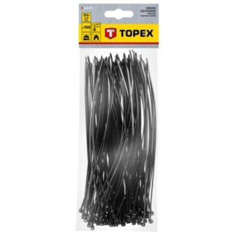 Bridas para cables de 2,5 x 200 mm, 100 unidades, negras