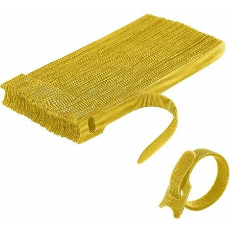 Bridas para cables DOPA [paquete de 50] bridas para cables, bridas para cables reutilizables, organizadores de cables para atar cables, chaquetas, etc. (amarillo)