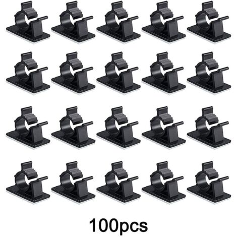 Bridas para cables, soportes para cables, kits autoadhesivos para la gestión de cables, paquete de 100 unidades, bridas ajustables para cables, bridas de nailon adhesivas ajustables - color negro.