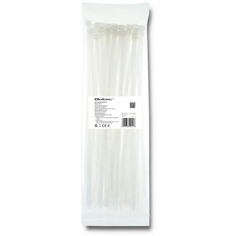 Bridas Qoltec 7,2 x 350 mm 50 unidades Nailon 66 UV Blanco
