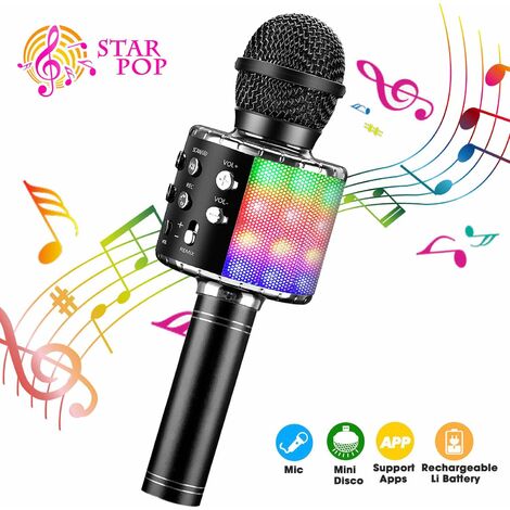 con altavoz para Android/iOS inalámbrico portátil PC y Smartphone Micrófono Karaoke 4 en 1 con Bluetooth 