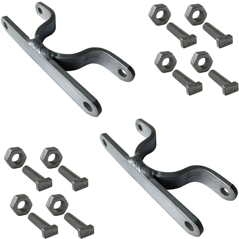 Bride de fixation pour poteau Bride simple ou double avec boulonnerie. Système de fixation pour panneaux - Diam 50 mm (Bride double) - Lot de 2