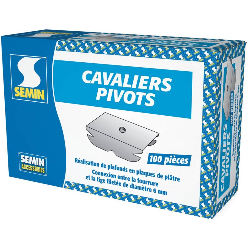 Semin - Bride de fourrure cavalier pivot pour plafond suspendu - boite de 100