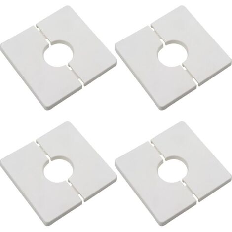 Bride divisée murale de 4pcs, couvercle carré en plastique ABS avec un diamètre de 33 mm, couvercle de tuyau à eau mural, blanc, blanc