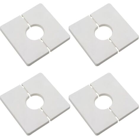 Bride divisée murale de 4pcs, couvercle carré en plastique ABS avec un diamètre de 33 mm, couvercle de tuyau à eau mural, blanc, blanc