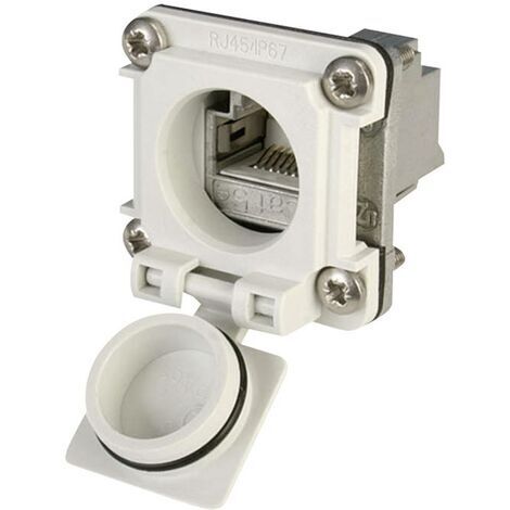 Bride IP67 STX V6 Telegärtner 100022954 RJ45 embase femelle à encastrer Pôle: 8P8C gris clair 1 pc(s) Q400621