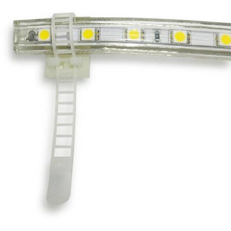Bride plastique pour rubans et tuyaux LED avec base adhésive 3M