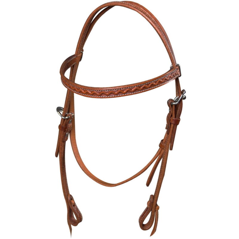 Marron - Bridon western en cuir de Détroit avec décorations et lanières en cuir