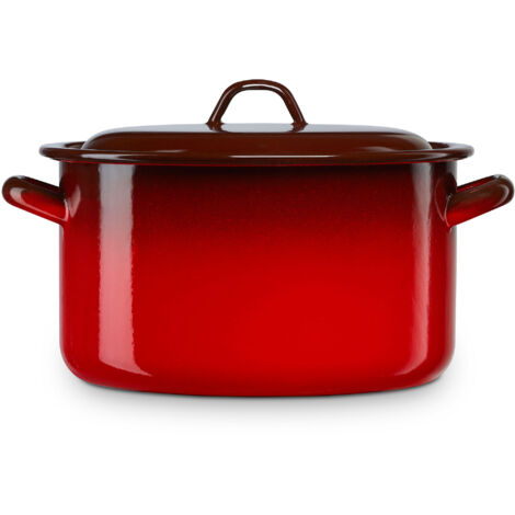 Briebe Ignea Faitout à Induction 28cm, Marmite 10L avec Couvercle Acier Émaillé Tous Feux  Rouge