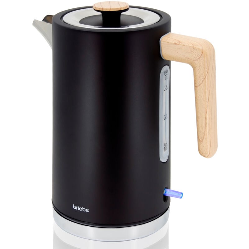 KT1165BLK Nordic Bouilloire Électrique 1,7L Sans Fil, Ébullition Rapide Sans bpa, Base 360 2200W Noir - Briebe
