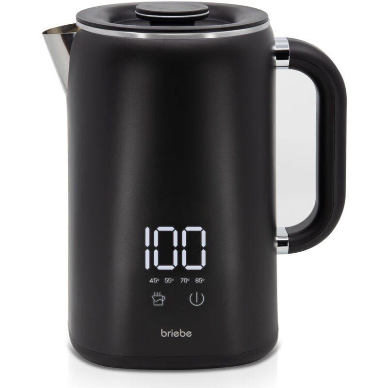 KT1175BLK eBoil Bouilloire Électrique 1,7L Contrôleur de Température Numérique 45° à 100°C 1500W Noir - Briebe