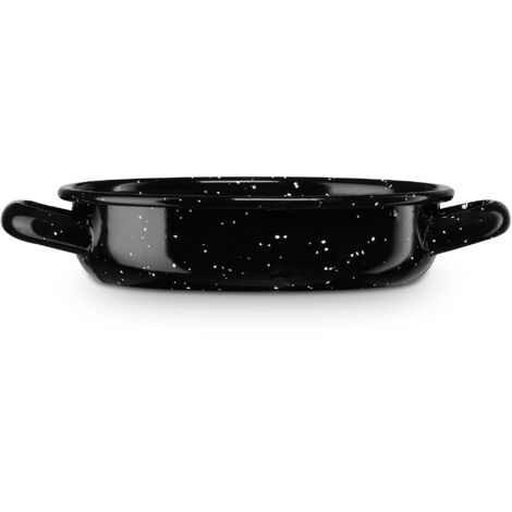 Briebe Levante Cacerola Baja Inducción 12cm Cazuela 0,3L Fuente Acero Esmaltado Vitrificado Vintage Fuego Horno  Negro
