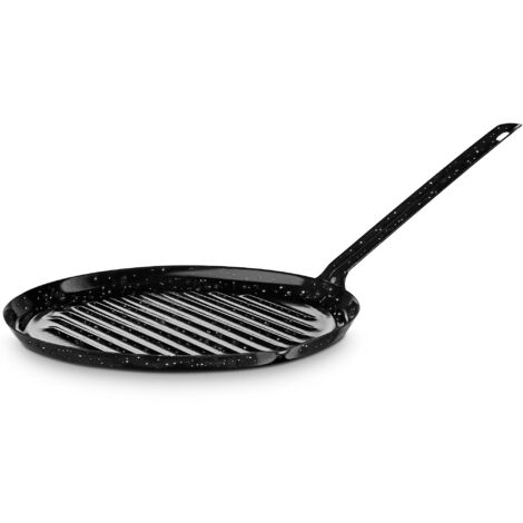 Briebe Levante Grill Asador Inducción Rayas 26 cm Acero Esmaltado, Sartén Parrilla, Fuego, Gas, Horno Negro