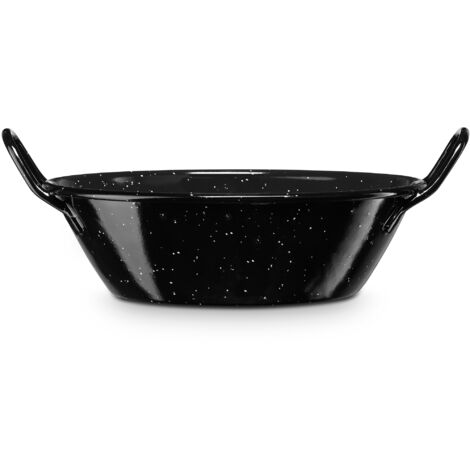 Briebe Levante Paellera Honda Inducción 22cm Acero Esmaltado, Cazuela 1,7 L, Vitrocerámica, Fuego, Gas, Horno  Negro
