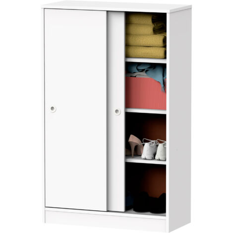 Briebe Nova Armario Dormitorio, Multiusos, Baño, Mueble Cocina, Zapatero 2 Puertas Correderas 120x74x33 cm  Blanco