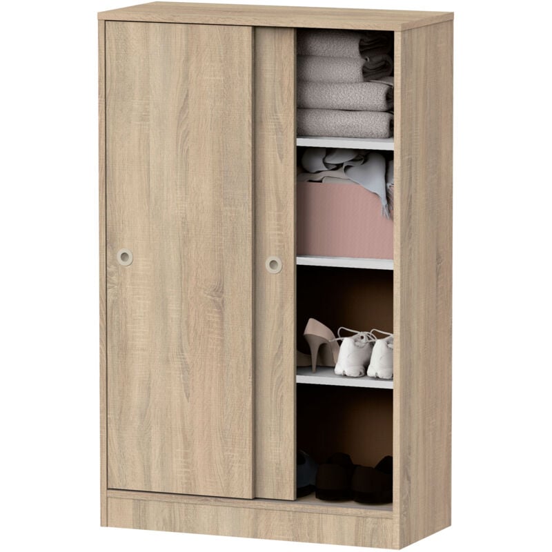 Briebe - Nova Armoire Chambre Rangement, Meuble à Chaussures, Portes Coulissantes 120x74x33cm Bois