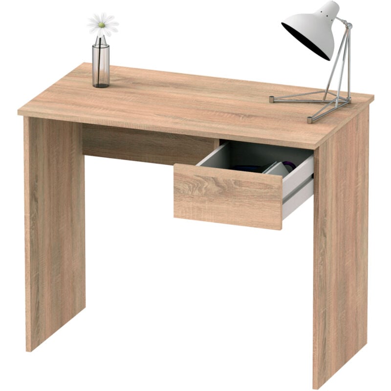 Nova Bureau, Table Informatique, 75x90x50cm, 1 Tiroir, Poste de Travail, Chambre Bois - Briebe