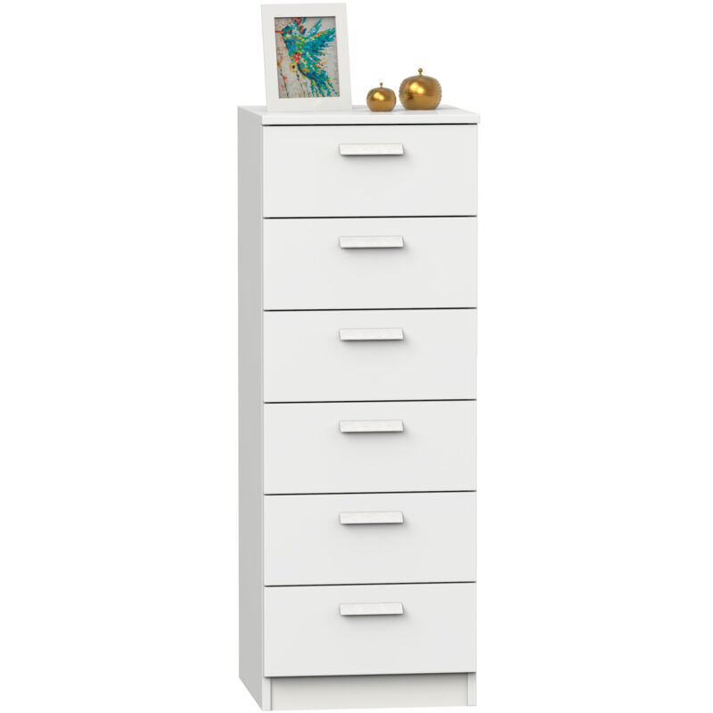 Nova Commode Chambre, Chiffonnier Meuble de Rangement avec 6 Tiroirs, 110x40x40 cm Blanc - Briebe