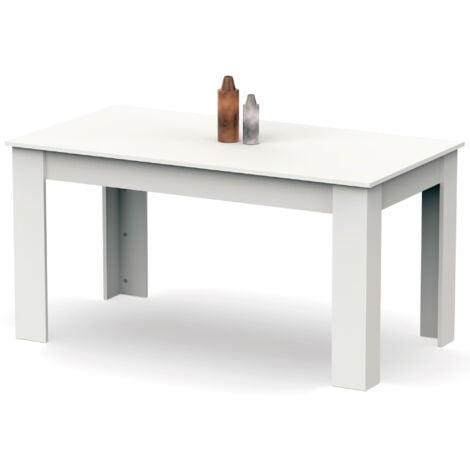 Briebe Opal Mesa Comedor Madera, Salón o Cocina para 4 - 6 Personas 77x140x80 cm, Muebles Diseño Moderno Blanco