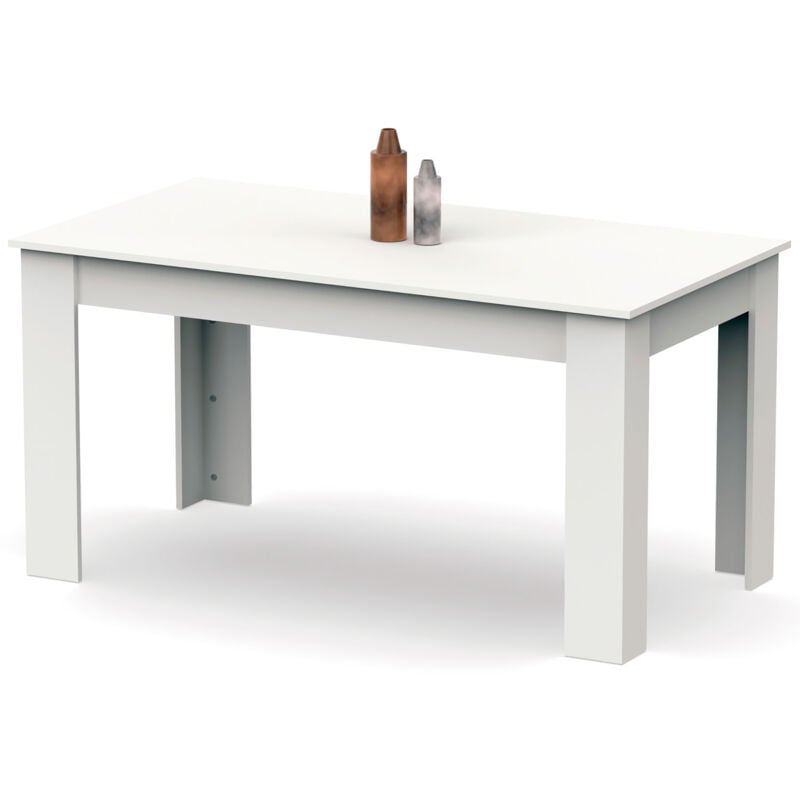 Briebe - Opal Table à Manger en Bois, Salon ou Cuisine pour 4 - 6 Personnes 77x140x80 cm Blanc
