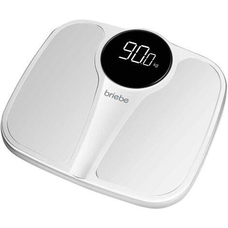 Briebe SC1124W Pèse-personne Numérique Haute Précision 180 kg, Écran LED, Arrêt Automatique  Blanc