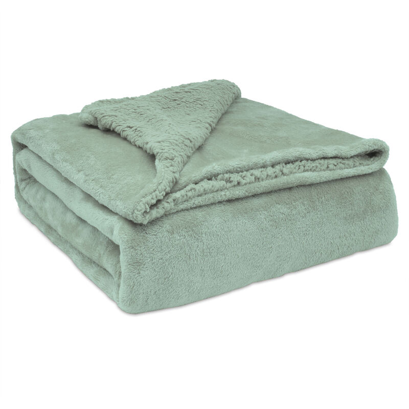 Briebe - Sherpa Canape Couverture Polaire 130x160cm, Épaisse Warm Plaid Blanket Vert d'eau